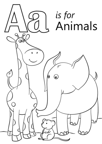 Letter A Is For Animals Coloring Page